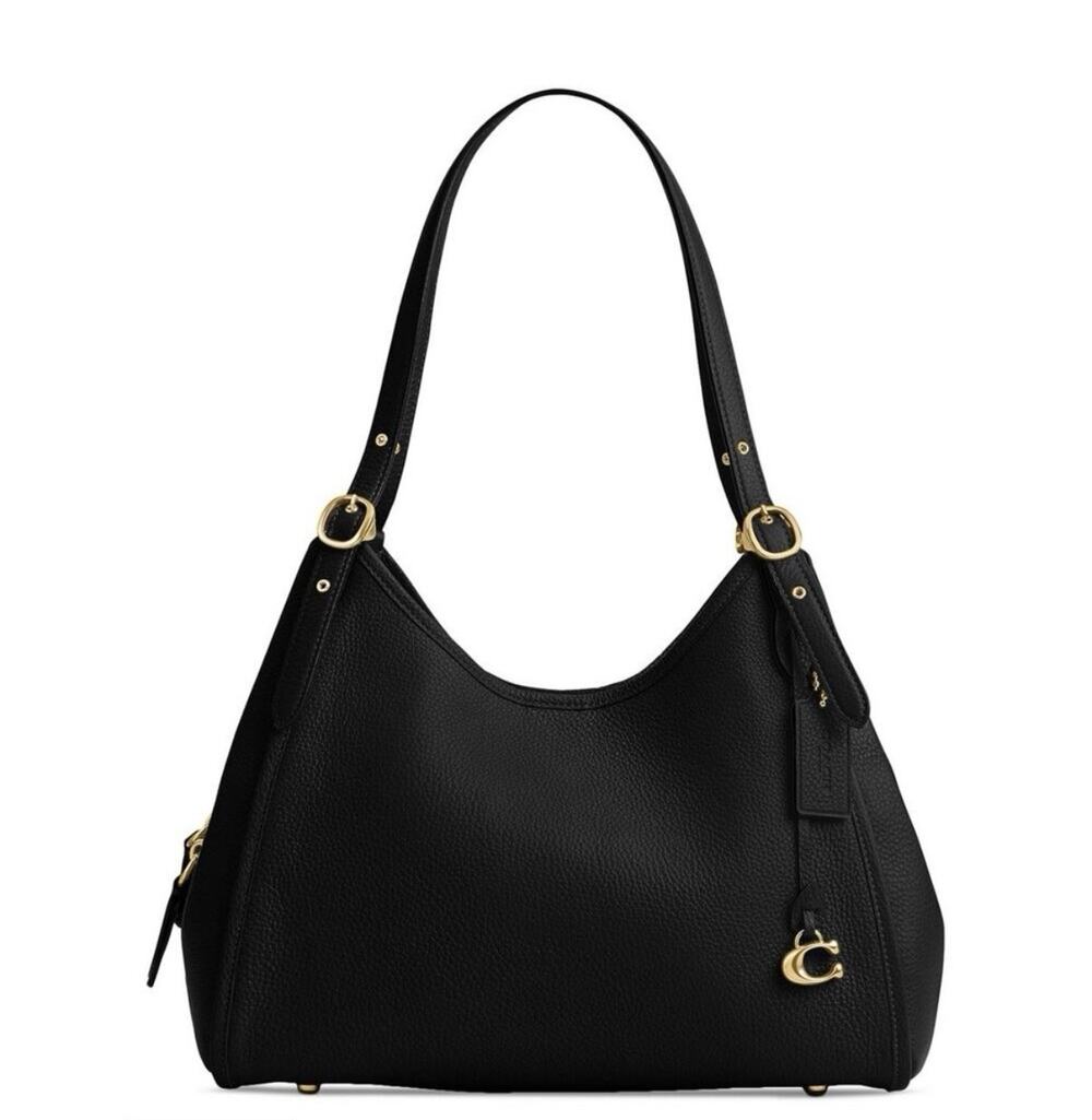 NWT Coach Bella Medium Leather Shoulder Bag In Black /Brass CR979